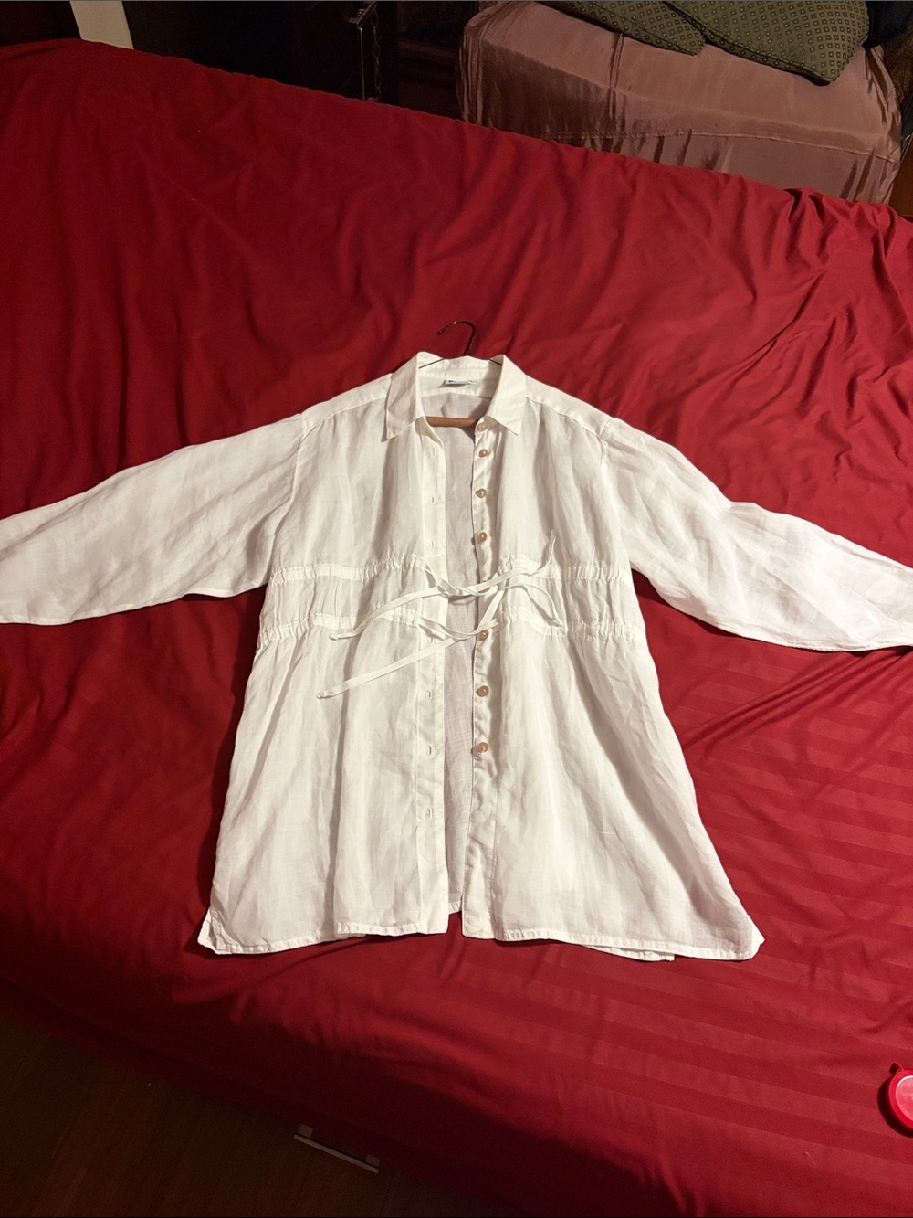 Johnny Was White Linen Button-Front Tunic